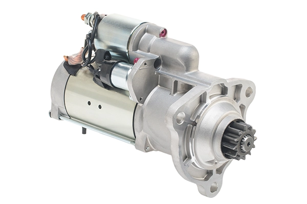 New starter motor isolated on white background