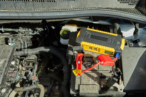 An image of a device recharging a car battery